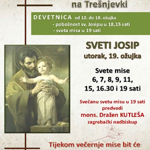 Nadbiskup Kutleša predvodi misno slavlje na svetkovinu sv. Josipa na zagrebačkoj Trešnjevki